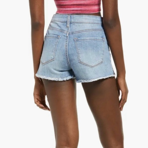 STS Blue Light Blue Jean Shorts Distressed High-Waisted - Picture 2 of 5